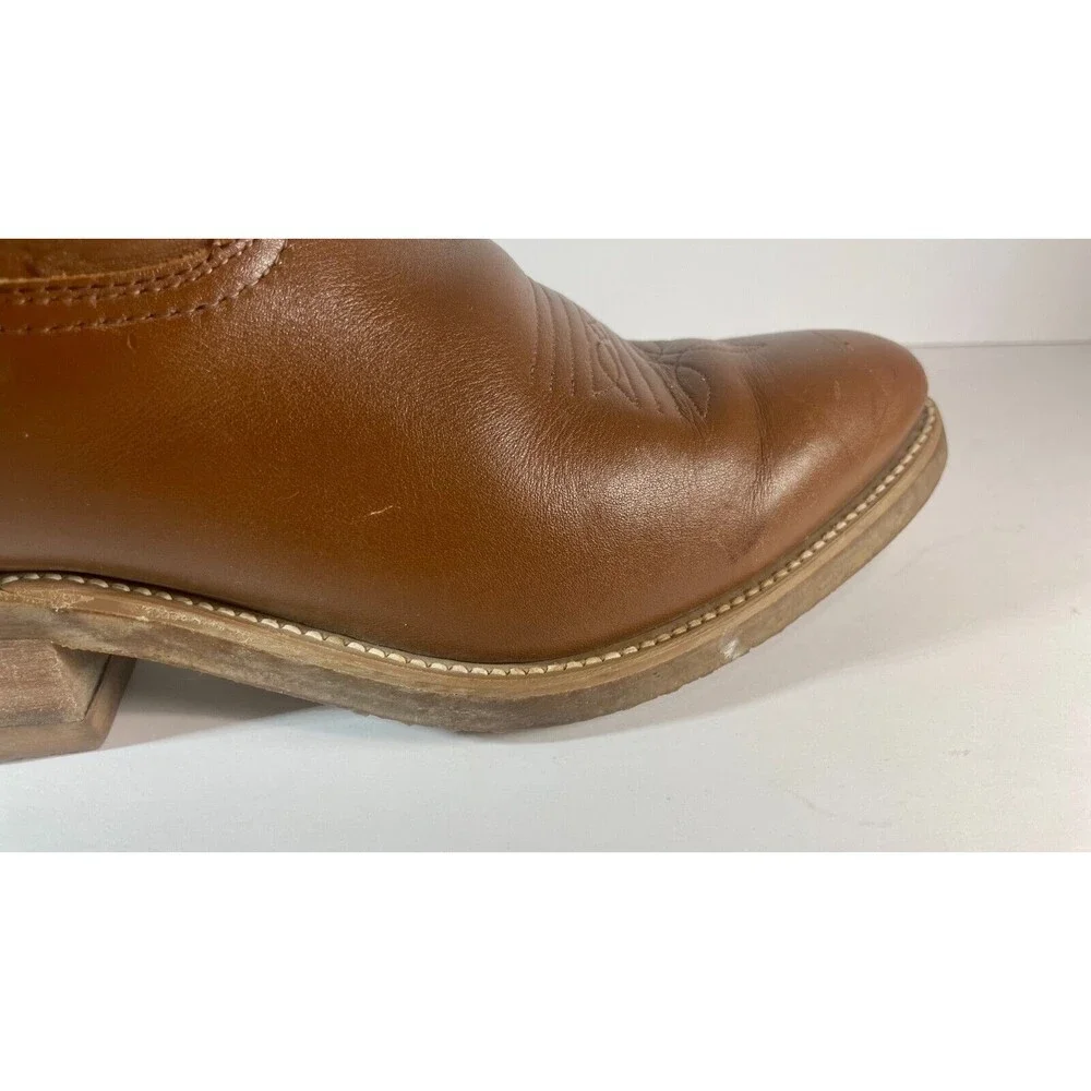 Vintage Sheplers Light Brown/Tan Leather Western Cowboy Boots Mens Size 8.5 D - Picture 6 of 11